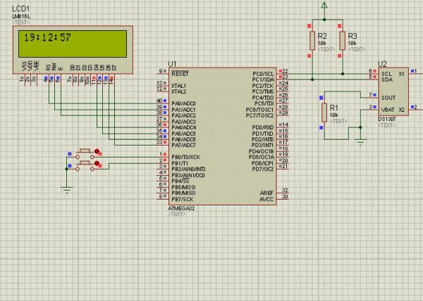 RTC clock with DS1307 and AVR and LCD