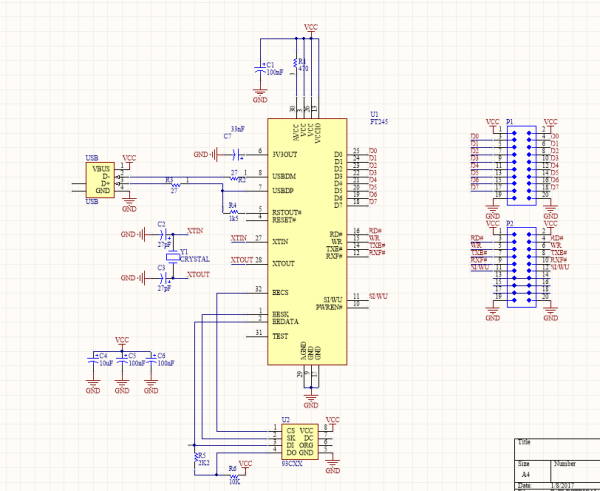 USB to parallel with FT245 FIFO